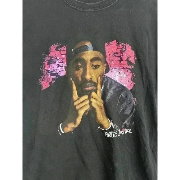 Tupac Shirt Tee Mens MEDIUM  Poetic Justice Black Hip Hop Rap Music T-Shirt - Picture 5 of 9